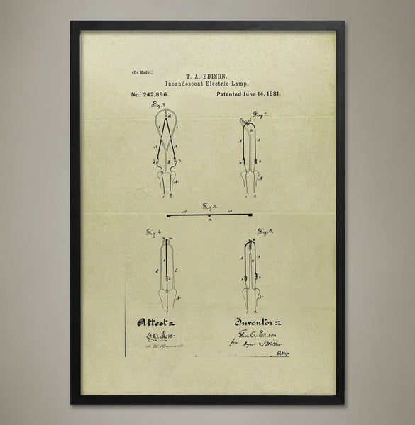 Edison Lamp Patent Print - Map Prints by GeoArtShed
 - 1