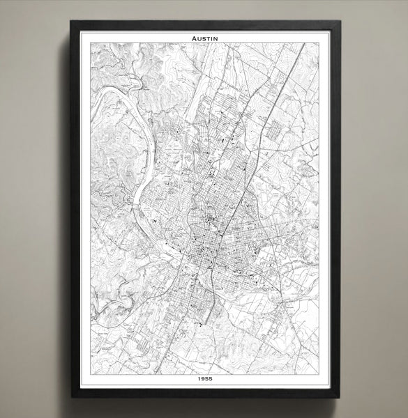 Map Print, AUSTIN - Map Prints by GeoArtShed
 - 2