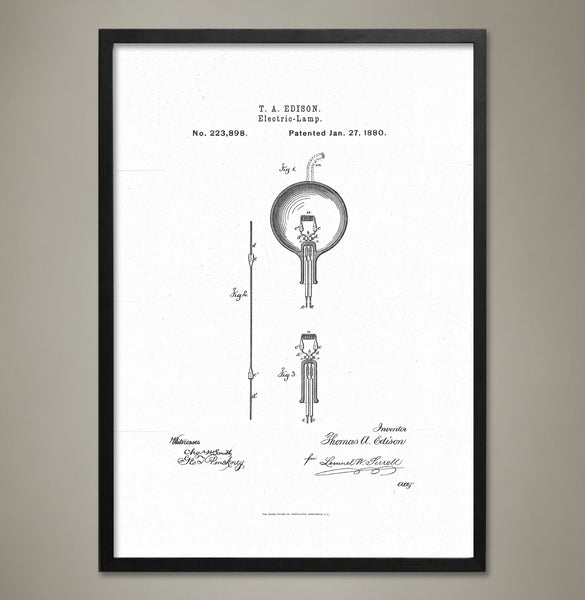 Edison Lightbulb Patent Print - Map Prints by GeoArtShed
 - 2