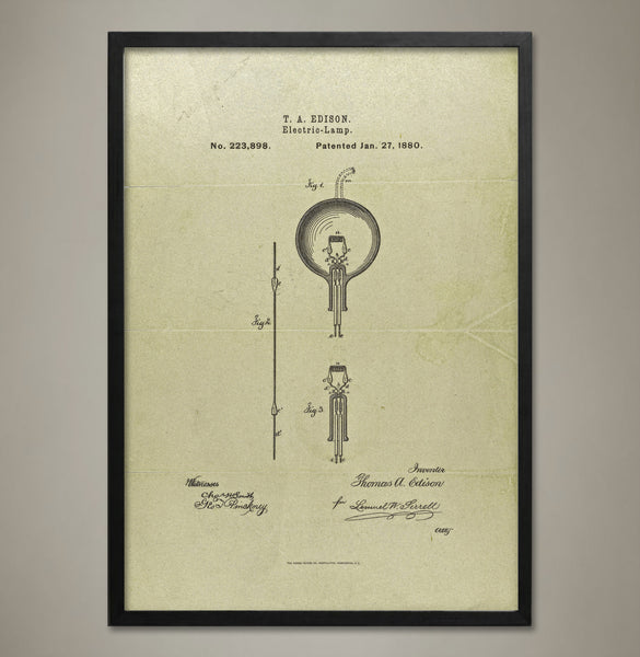 Edison Lightbulb Patent Print - Map Prints by GeoArtShed
 - 1