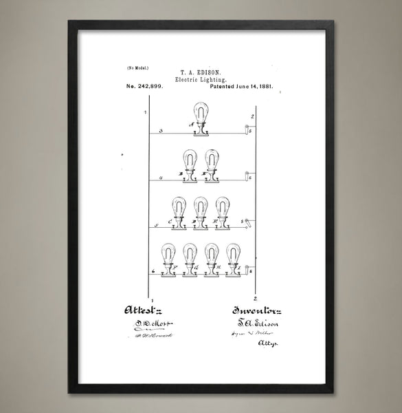 Edison Light Patent Print - Map Prints by GeoArtShed
 - 2