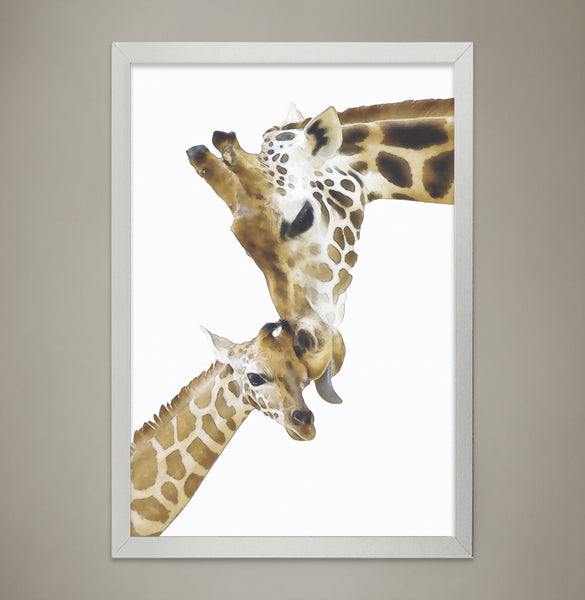 GIRAFFE Family Print, Animal Print Nursery wall decor, Wall Art for Children's room, Baby Room Decor, Watercolor Animal Illustrations - Map Prints by GeoArtShed
 - 1